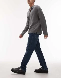 Topman Stretch Slim Jean In Dark Wash Blue For Men Mid Wash Blue -Daily Wardrobe Shop 207710557 3