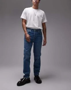 Topman Stretch Taper Jean In Mid Wash Blue For Men -Daily Wardrobe Shop 207710574 1 midwashblue 1