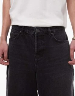 Topman Rigid Baggy Jean In Washed Black For Men -Daily Wardrobe Shop 207711164 5