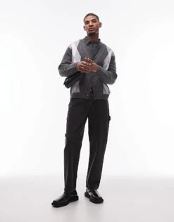 Topman Rigid Straight Leg Carpenter Jean In Washed Black For Men -Daily Wardrobe Shop 207711680 1 black 1