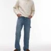 Topman Rigid Straight Leg Carpenter Jean In Mid Wash Blue For Men -Daily Wardrobe Shop 207711681 1 midwash