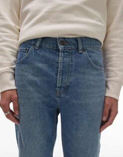 Topman Rigid Straight Leg Carpenter Jean In Mid Wash Blue For Men -Daily Wardrobe Shop 207711681 5