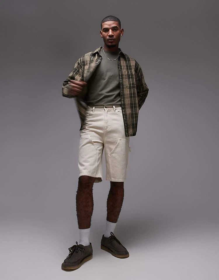 Topman Carpenter Short In Ecru For Men 3 Topman Carpenter Short In Ecru For Men