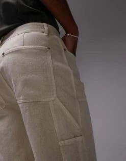 Topman Carpenter Short In Ecru For Men 12 Topman Carpenter Short In Ecru For Men -Daily Wardrobe Shop 207742971 5