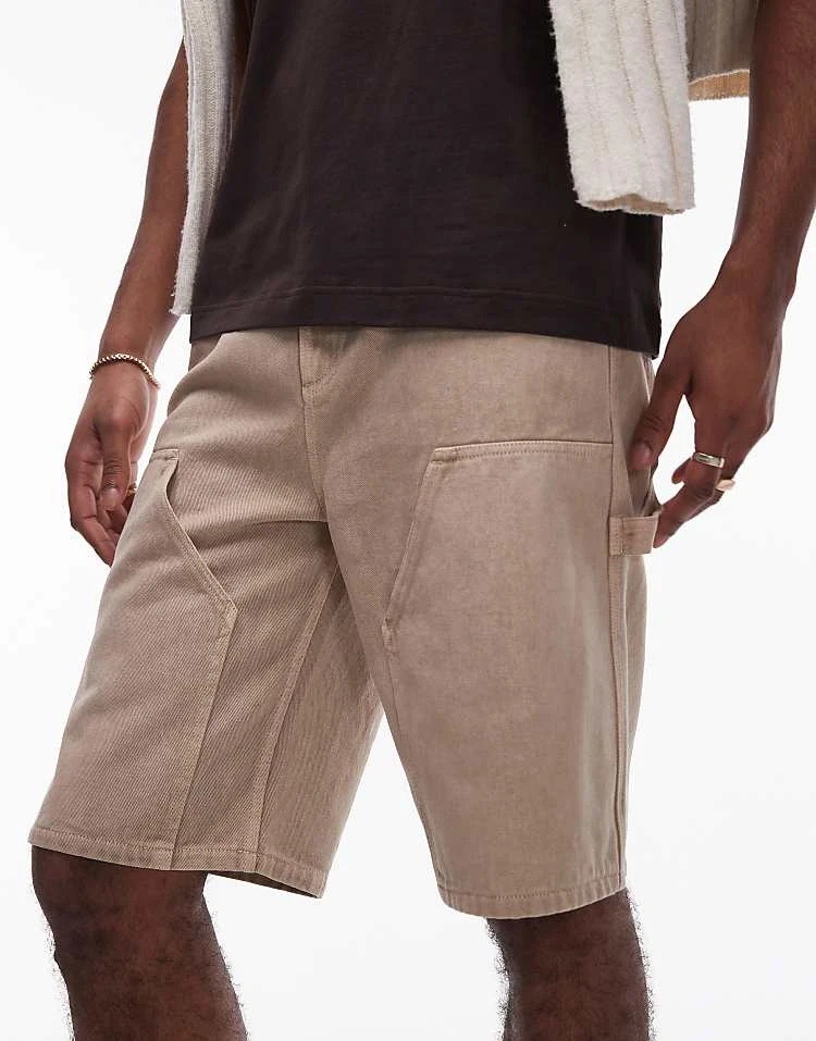 Topman Carpenter Short In Washed Stone For Men 5 Topman Carpenter Short In Washed Stone For Men - Image 3