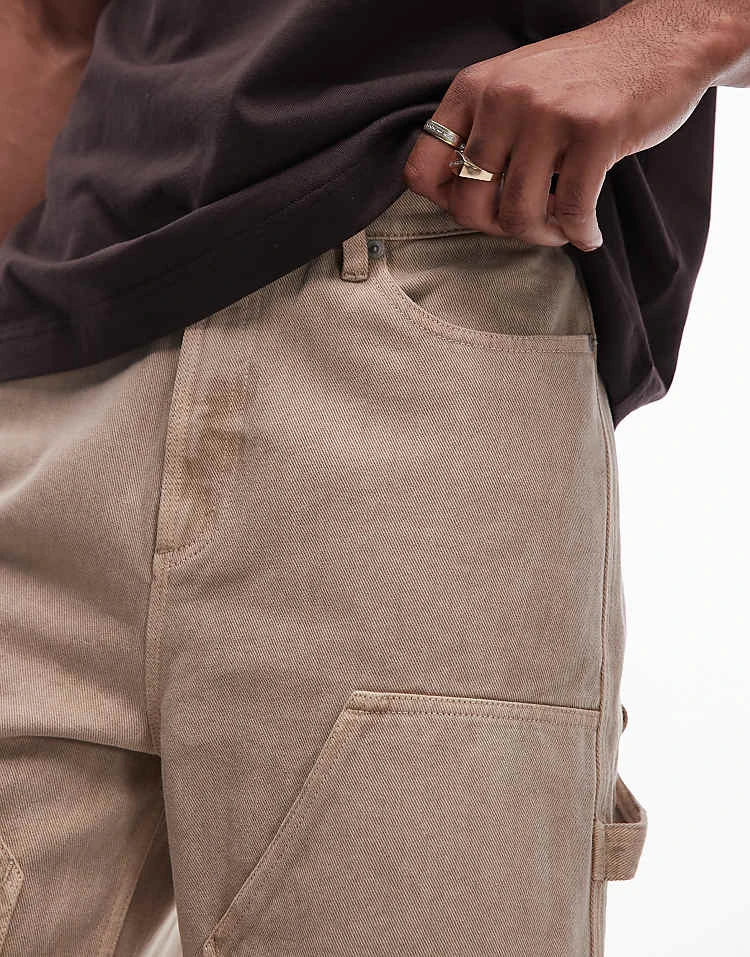 Topman Carpenter Short In Washed Stone For Men 7 Topman Carpenter Short In Washed Stone For Men - Image 5