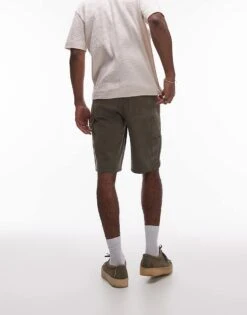 Topman Carpenter Short In Washed Khaki For Men -Daily Wardrobe Shop 207742987 4