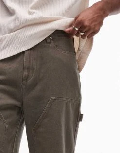 Topman Carpenter Short In Washed Khaki For Men -Daily Wardrobe Shop 207742987 5