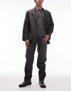 Topman Rigid Straight Jean In Washed Black For Men