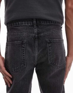 Topman Rigid Straight Jean In Washed Black For Men -Daily Wardrobe Shop 207764128 4