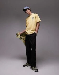 Topman Pinstripe Wide Leg Trousers In Black For Men