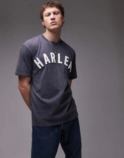 Topman Premium Oversized Fit T-shirt With Harlem Chenille Embroidery In Washed Grey For Men 10 Topman Premium Oversized Fit T-shirt With Harlem Chenille Embroidery In Washed Grey For Men -Daily Wardrobe Shop 207922530 4