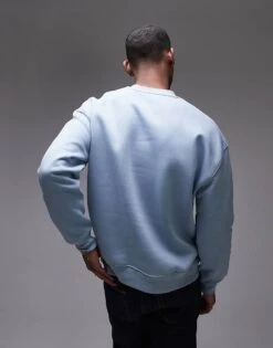 Topman Oversized Fit Sweatshirt With Floral Embroidery In Blue For Men -Daily Wardrobe Shop 207973872 4