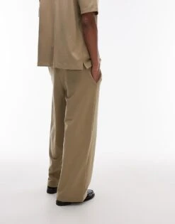 Topman Premium Interlock Straight Leg Jogger In Light Khaki For Men -Daily Wardrobe Shop 207979628 3