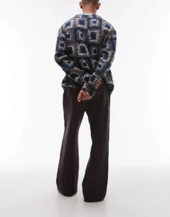 Topman Baggy Fit Textured Jogger In Brown For Men Dark Brown -Daily Wardrobe Shop 207983602 5