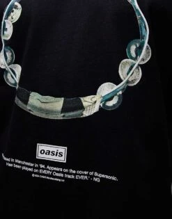 Topman Oversized Fit T-shirt With Oasis Print In Black For Men -Daily Wardrobe Shop 208100863 3