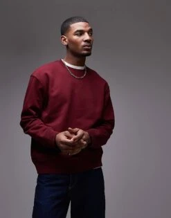Topman Classic Oversized Jersey Sweatshirt In Plum For Men Burgundy 11 Topman Classic Oversized Jersey Sweatshirt In Plum For Men Burgundy -Daily Wardrobe Shop 208105325 1 burgundy 1