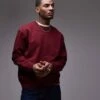 Topman Classic Oversized Jersey Sweatshirt In Plum For Men Burgundy