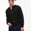 Topman Crew Neck Button Through Cardigan In Black For Men Charcoal -Daily Wardrobe Shop 208139391 1 charcoal