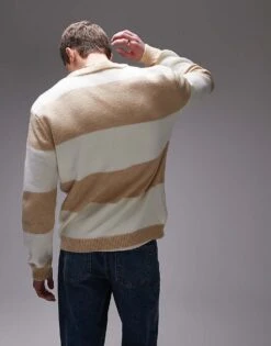 Topman Fluffy Knitted Jumper In Ecru And Oatmeal For Men Multi 10 Topman Fluffy Knitted Jumper In Ecru And Oatmeal For Men Multi -Daily Wardrobe Shop 208139397 4