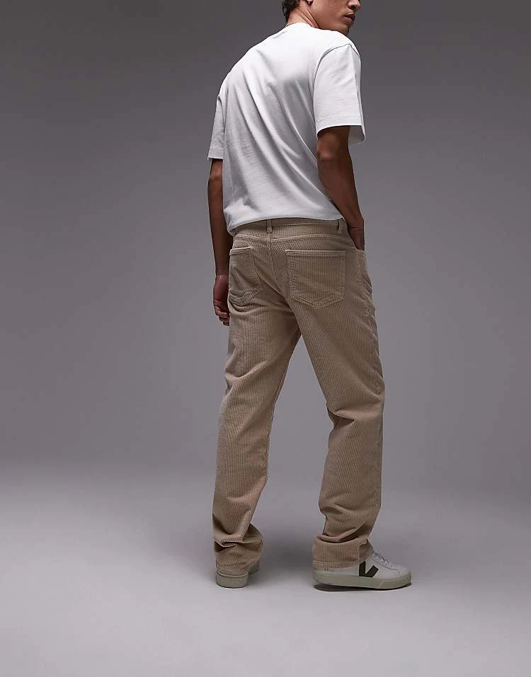 Topman Cord Straight Trouser In Stone For Men 6 Topman Cord Straight Trouser In Stone For Men - Image 4