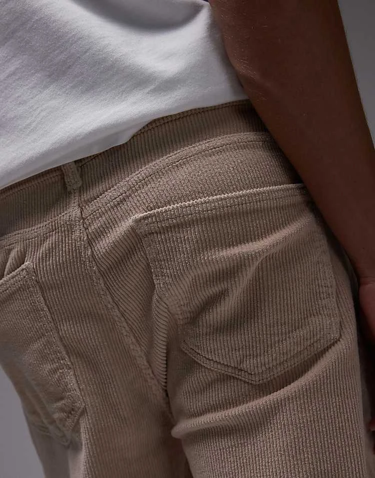 Topman Cord Straight Trouser In Stone For Men 7 Topman Cord Straight Trouser In Stone For Men - Image 5