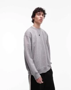 Topman Relaxed Fit Sweatshirt In Grey For Men -Daily Wardrobe Shop 208174598 1 grey 1