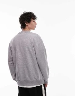 Topman Relaxed Fit Sweatshirt In Grey For Men -Daily Wardrobe Shop 208174598 2