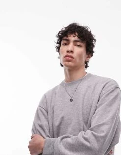 Topman Relaxed Fit Sweatshirt In Grey For Men -Daily Wardrobe Shop 208174598 3