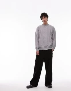 Topman Relaxed Fit Sweatshirt In Grey For Men -Daily Wardrobe Shop 208174598 4