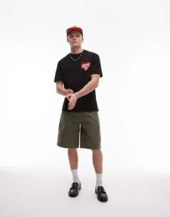 Topman Oversized Fit T-shirt With Stolen Hearts Club Patch Embroidery In Black For Men -Daily Wardrobe Shop 208186088 3