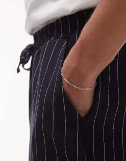 Topman Elasticated Waist Wide Leg Trouser In Navy For Men Blue -Daily Wardrobe Shop 208258586 3